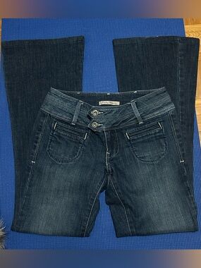 Lucky Brand Women's Dark Blue Boot Cut Jeans with Double Button Waist